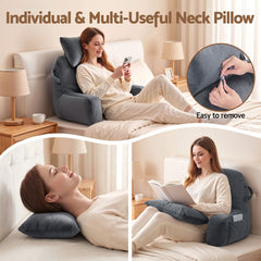 Giselle Bedding Reading Pillow with Detachable Neck Roll & Armrests Sit Up