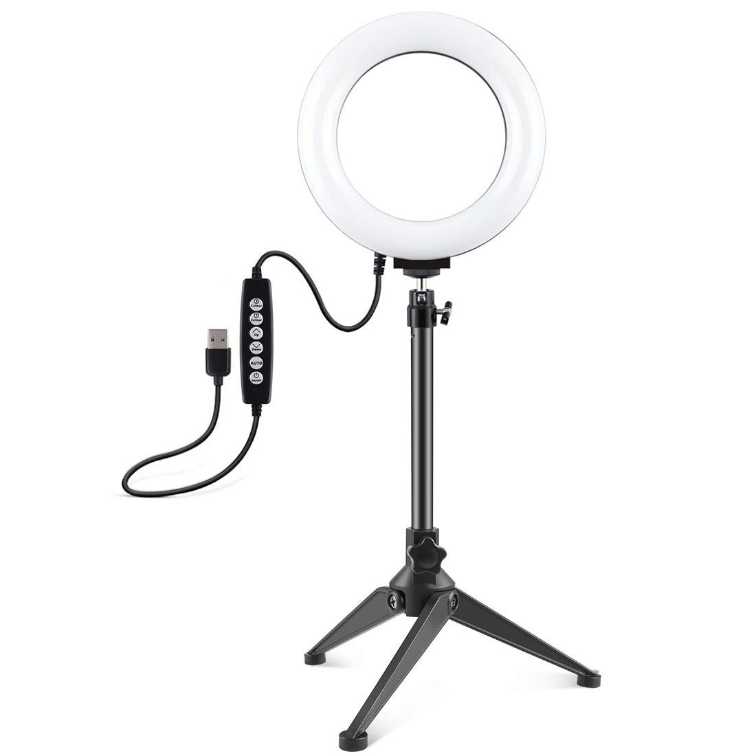 6.2 Usb Led Ring Light With 10 Modes & Desktop Tripod Mount - Black-1915196489039220737