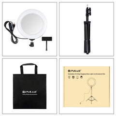 7.9 Mirror Light With Tripod & Usb 3 Modes Dual Colour Curved Ring Light For Vlogging Selfie Photography Video Phone Clamp - Black-1915196803599437826