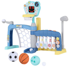 Keezi Kids Basketball Hoop Stand Bowling Baseball Golf Game Sports Toys Set Blue