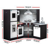 Keezi Kids Kitchen Play Set Wooden Pretend Cooking Playset w/Sounds Lights Black