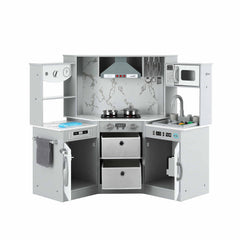 Keezi 112cm Wooden Pretend Kitchen Playset Kids Toy Sink Stove Grey