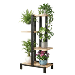 Artiss 4 Tiers Plant Stand Metal Flower Pots Shelf Indoor Outdoor Garden Home - Free Delivery