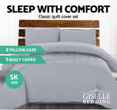 Giselle Bedding Quilt Cover Set Classic Grey Super King