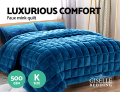 Giselle Bedding Faux Mink Quilt Blue King
