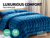 Giselle Bedding Faux Mink Quilt Blue Super King