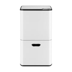 Cefito 63L Rubbish Bin 3 Compartment Carbon Steel Split Door Trash Can White