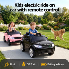 Rigo Kids Electric Ride On Car Black Pink Ride-On Toy with Remote Control