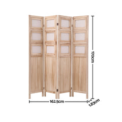 Artiss Room Divider 4 Panel Folding Privacy Screen Partition Rotatable Photo Frame Picture Collage Display Solid Wood Natural