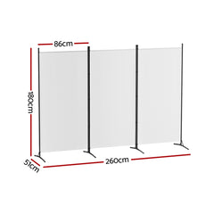 Artiss 3 Panel Room Divider Screen 260x180cm Fabric White