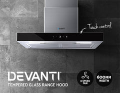 Devanti 600mm Range Hood 60cm Rangehood Glass Stainless Steel