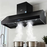 Devanti 1500mm Commercial BBQ Range Hood Dual Motor W/Remote Control Black