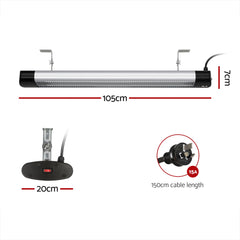 Devanti 2PCS Electric Radiant Strip Heater Outdoor Indoor Patio Infrared Heaters