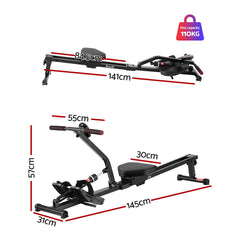 Everfit Hydraulic Rowing Machine Rower 12 Levels Resistance Exercise Fitness Gym