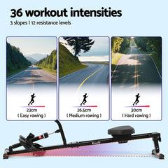 Everfit Hydraulic Rowing Machine Rower 12 Levels Resistance Exercise Fitness Gym