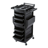 Embellir Salon Trolley 2 Lockable Doors 6 Tier Trays Mobile Hair Cart Black