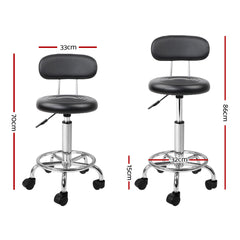 Artiss 2x Salon Stool Swivel Chair Backrest Black