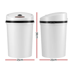 Devanti Sensor Bin Motion Rubbish Bins Kitchen Automatic Trash Can White 9L