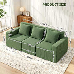 Artiss Modular 3-Seater Sofa Bed Convertible Sectional Floor Couch with Deep Seat