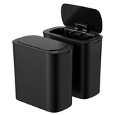 Devanti Automatic Trash Bin 2PCS with Lid 11L Motion Sensor Kitchen Bin Touchless Garbage Can Modern Black Plastic Slim Rubbish Bin with Liner Holder for Kitchen, Home, Office