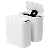 Devanti Automatic Trash Bin 2PCS with Lid 11L Motion Sensor Kitchen Bin Touchless Garbage Can Modern White Plastic Slim Rubbish Bin with Liner Holder for Kitchen, Home, Office