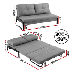 Artiss Sofa Bed 2 Seater Folding Convertible Couch Recliner Lounge Chair