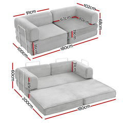 Artiss Convertible Folding Sofa Bed Grey