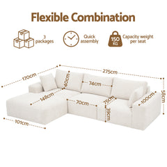 Artiss 3 Seater Modular Sofa Bed Sectional Boneless Couches for Living Room
