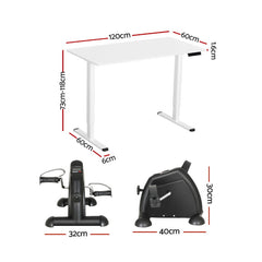 Artiss 120cm Electric Standing Desk with Mini Peal Exercise Bike Home Office