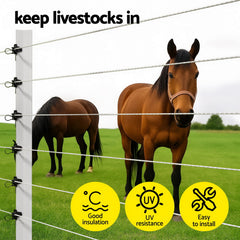 Giantz Electric Fence Insulators 200pcs Pinlock Black