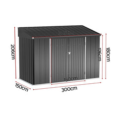 Giantz Garden Shed Galvanised Steel 3.05x1.5M Outdoor Storage Shed Workshop House Shelter
