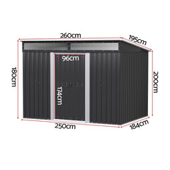 Giantz Garden Shed Outdoor Storage 2.60x1.95M Tool Sheds Workshop House Shelter