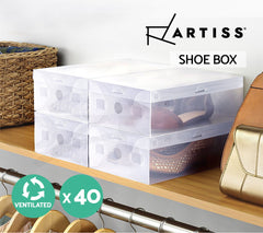 Artiss 40X Shoe Box Storage Clear Case Foldable Stackable