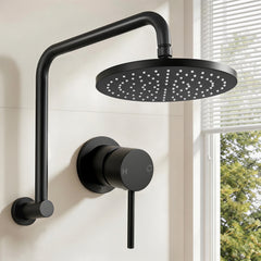 Cefito 9'' Rain Overhead Swivel Shower Head with Wall Bathroom Mixer