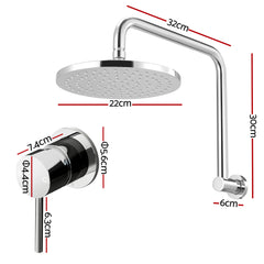 Cefito 9'' Rain Overhead Swivel Shower Head with Wall Bathroom Mixer Silver