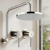 Cefito 9'' Rain Overhead Swivel Shower Head with Wall Twin Swivel Bathroom Tap