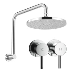 Cefito 9'' Rain Overhead Swivel Shower Head with Wall Twin Swivel Bathroom Tap