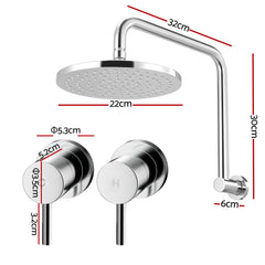 Cefito 9'' Rain Overhead Swivel Shower Head with Wall Twin Swivel Bathroom Tap