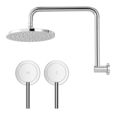 Cefito 9'' Rain Overhead Swivel Shower Head with Wall Twin Swivel Bathroom Tap