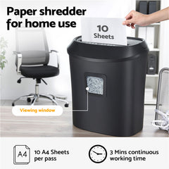 Devanti Electric Paper Shredder for Home Office 10 A4 Paper Sheet Cross-Cut Paper