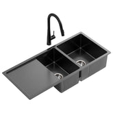 Cefito Stainless Steel Sink 100x45CM With Pull Out Mixer Tap Kitchen Basin