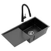 Cefito Stainless Steel Sink 75x45CM With Pull Out Mixer Tap Kitchen Basin Single