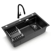 Cefito Stainless Steel Sink 75x45CM With Pull Out Mixer Tap Kitchen Basin Single
