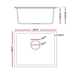Cefito Kitchen Sink 55x45cm Granite Stone Sink Single Bowl White