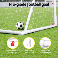 Everfit 8FT Soccer Football Goal Net UPVC Frame with PE Mesh Weatherproof Portable Goals for Backyard Training Competitive Play