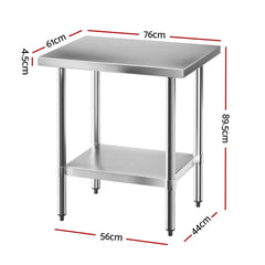 Cefito Stainless Steel Kitchen Bench Work Table 610 x760MM 430