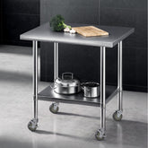 Cefito 914x762mm Stainless Steel Kitchen Bench w/ Splashback Work Table Prep