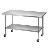 Cefito 1524x762mm Stainless Steel Kitchen Bench w/ Splashback Work Table Prep