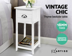 Artiss Bedside Table Vintage - THYME White