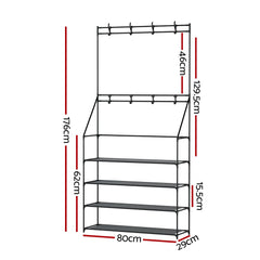 Artiss Shoe Rack Hall Tree 16 Pairs Black
